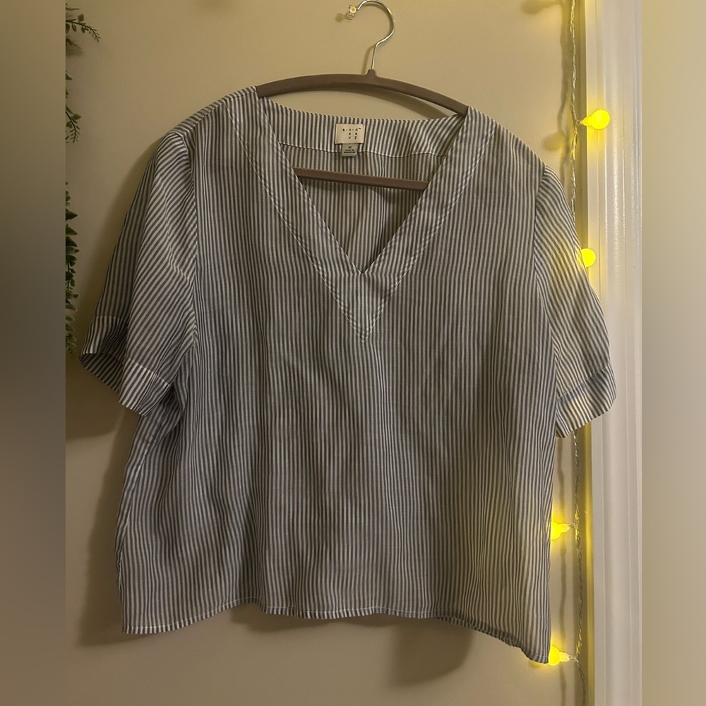 A New Day Striped V-Neck Blouse